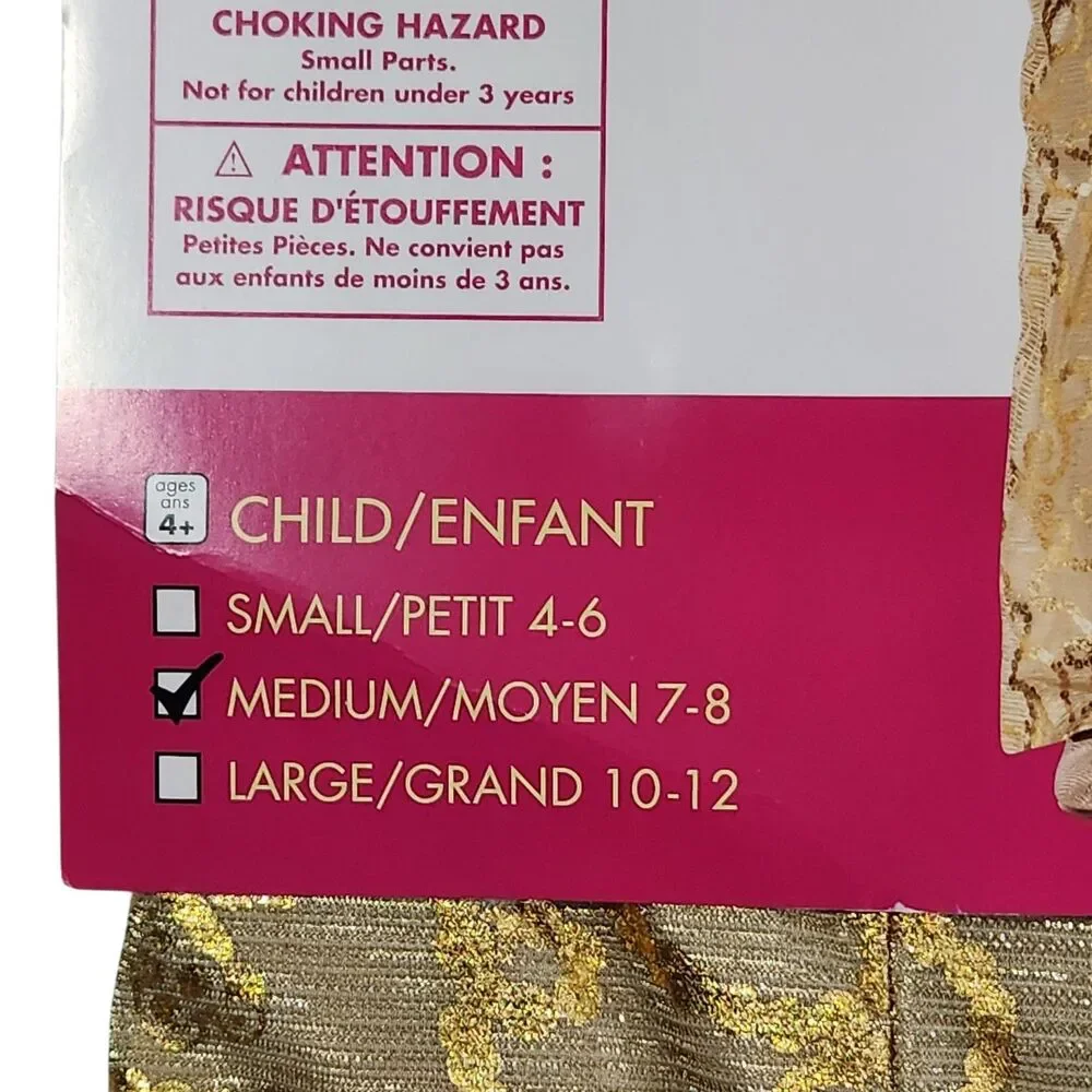 Girls InSpirit BARBIE Gold Disco Jumpsuit Halloween Costume Size Medium 7-8 NEW